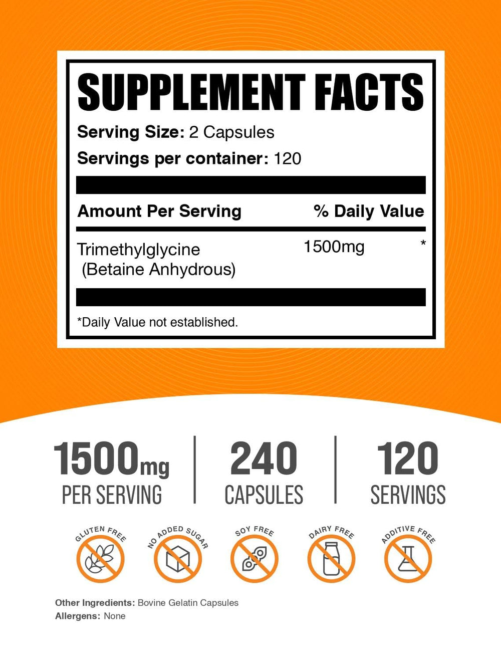 BulkSupplements detalle de cápsulas TMG para visualizar textura y tamaño