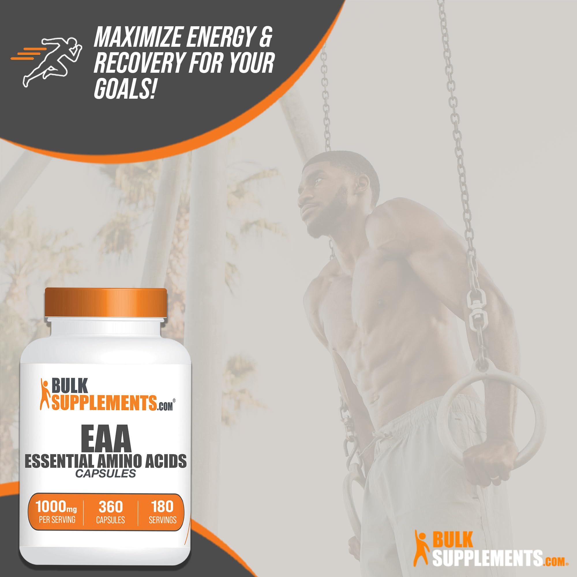 BulkSupplements persona tomando cápsulas antes de entrenar para conveniencia