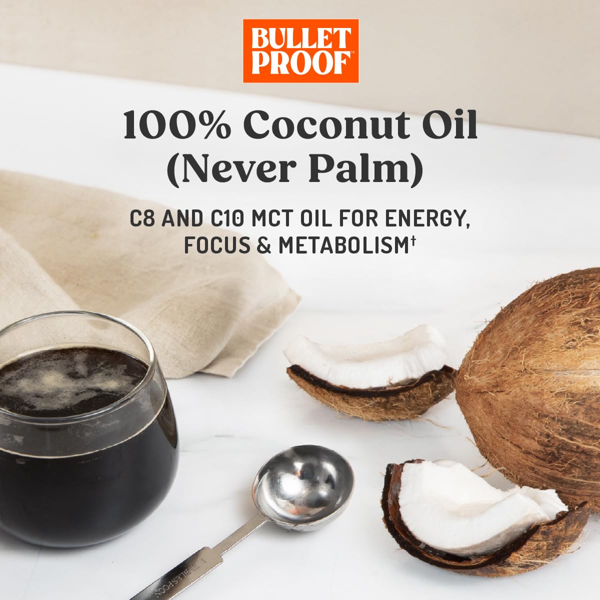 Bulletproof Aceite MCT derivado del coco para energía rápida.