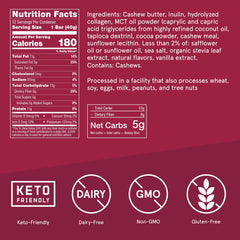 Textura cremosa y densa de la barra Bulletproof Fudge Brownie, ideal para merienda.