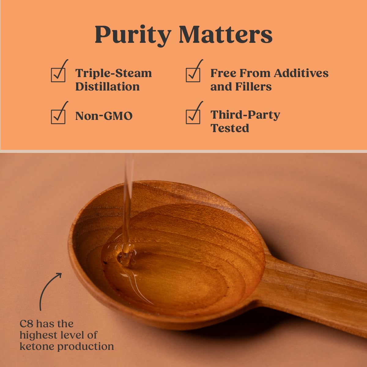 Bulletproof Brain Octane bottle with smoothie illustrates keto-friendly pairing.