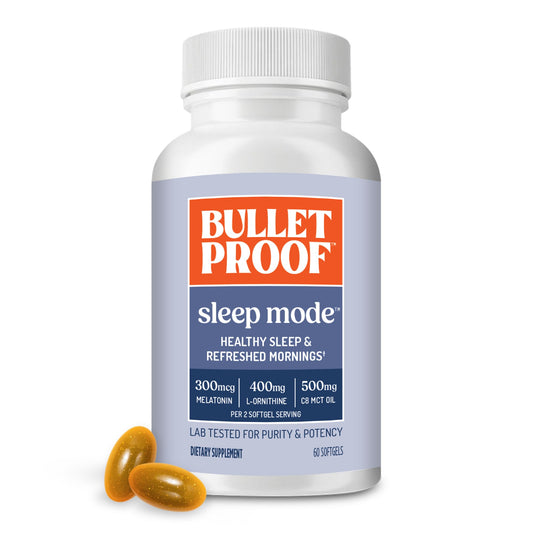 Bulletproof envase frontal Sleep Mode mostrando diseño y cantidad
