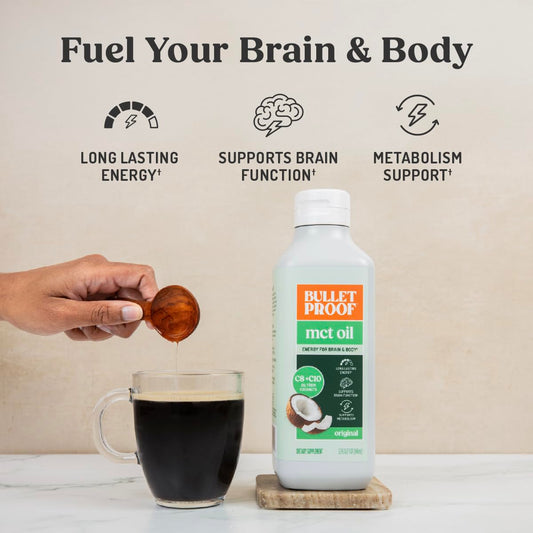 Bulletproof etiqueta detallada con ingredientes y beneficios visibles