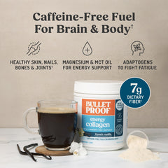 Detalle de la etiqueta Bulletproof con lista de ingredientes y beneficios claros