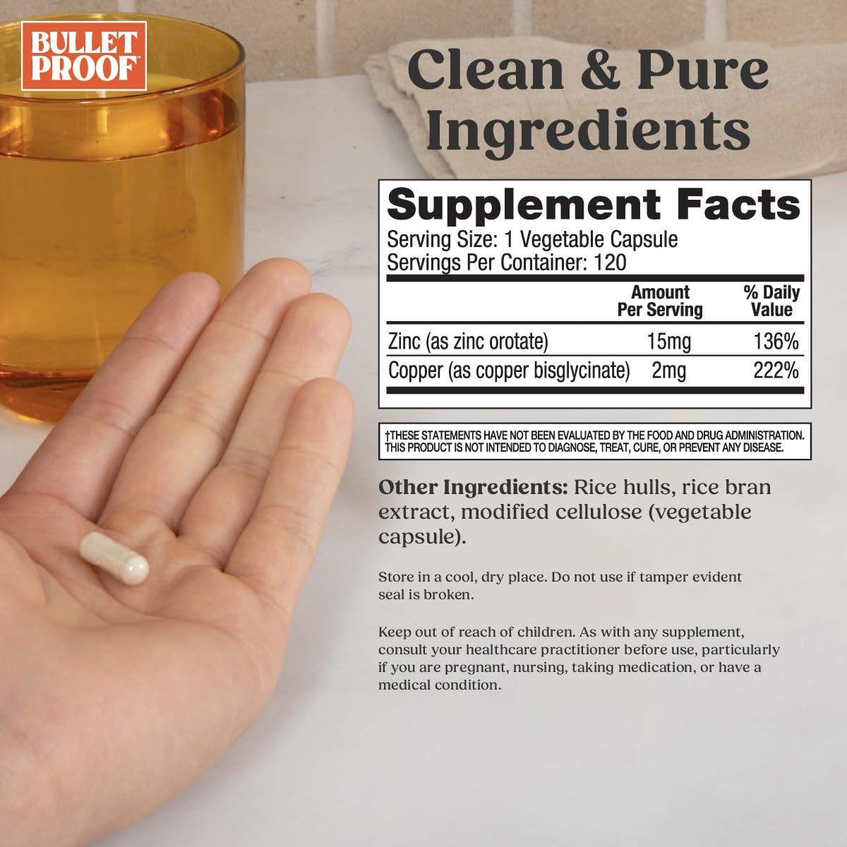 Bulletproof etiqueta primer plano lista de ingredientes y beneficios claros