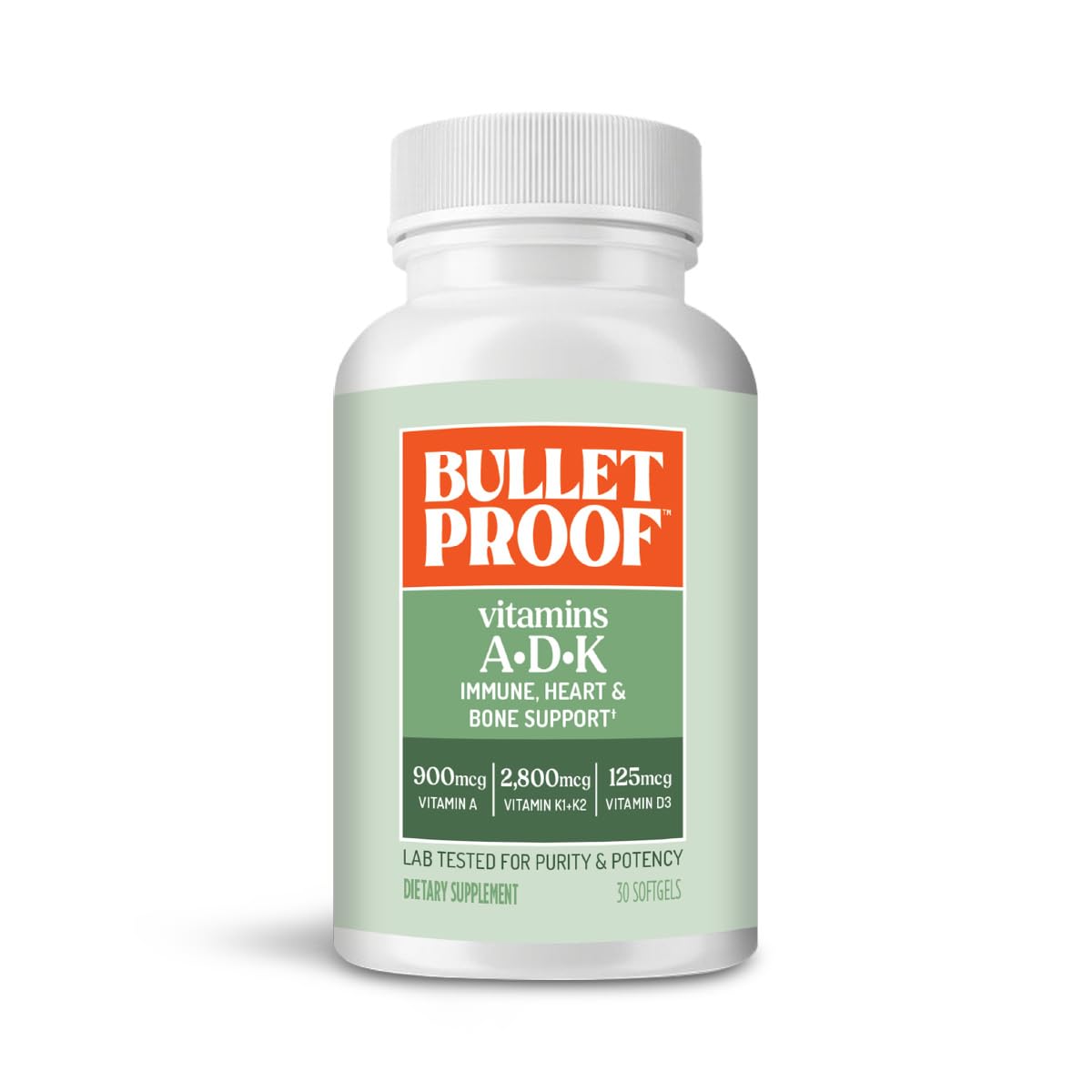Bulletproof frasco delante mostrando el envase y beneficio de conveniencia