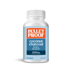 Bulletproof frasco delantero mostrando 90 cápsulas para alivio digestivo y detox