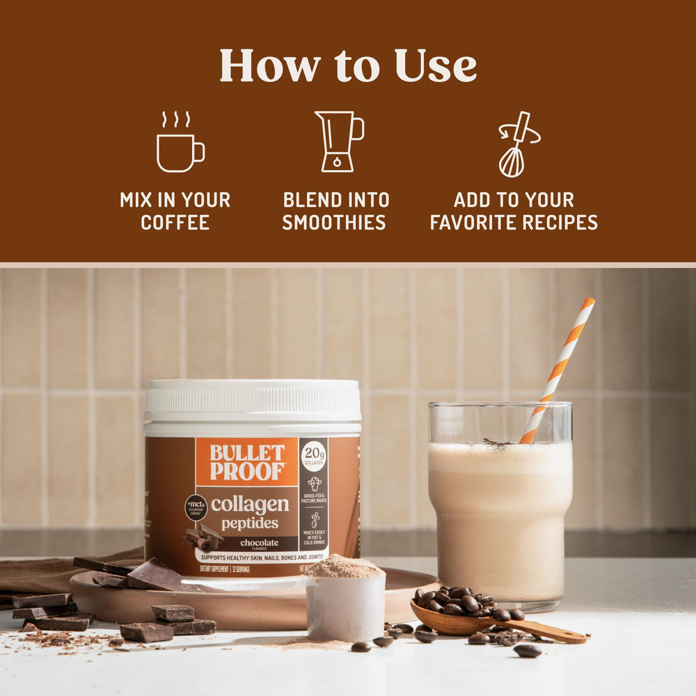 Bulletproof presentación de ingredientes con MCT y colágeno destacando energía estable