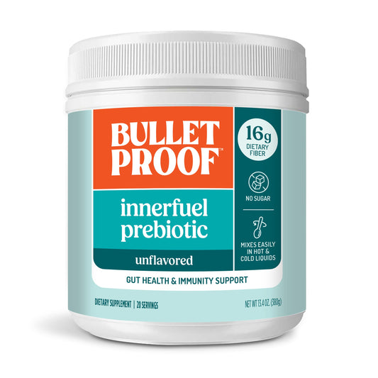 Bulletproof envase frontal mostrando el producto y etiqueta clara, refuerza confianza