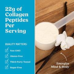 Cuchara con porción de Bulletproof Energy Collagen para medir 20 g de colágeno