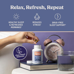 Bulletproof producto en dormitorio, imagen lifestyle para promover descanso