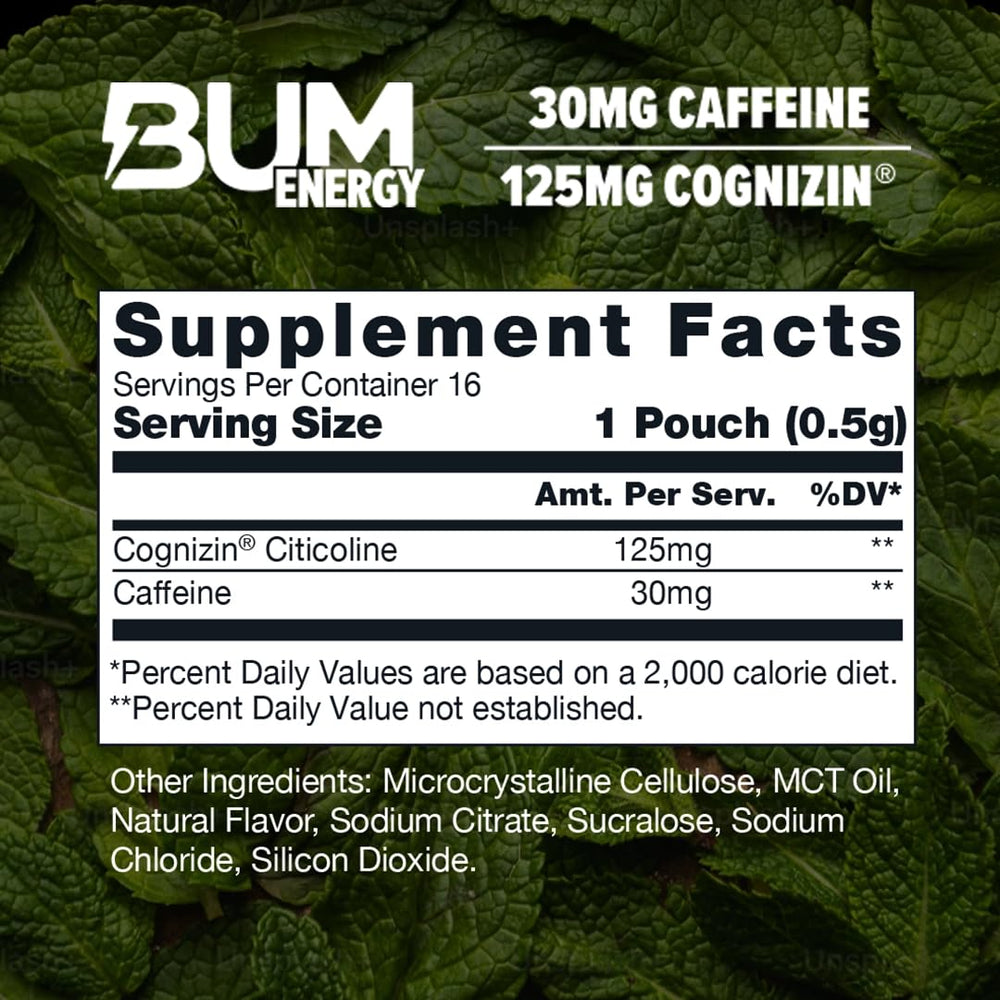 Bum Energy detalle de textura de la pouch que muestra calidad y liberación controlada
