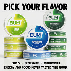 Bum Energy cierre y etiqueta con información de ingredientes clave