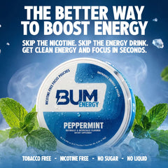 Bum Energy pouch en uso sobre escritorio para enfoque durante trabajo o estudio