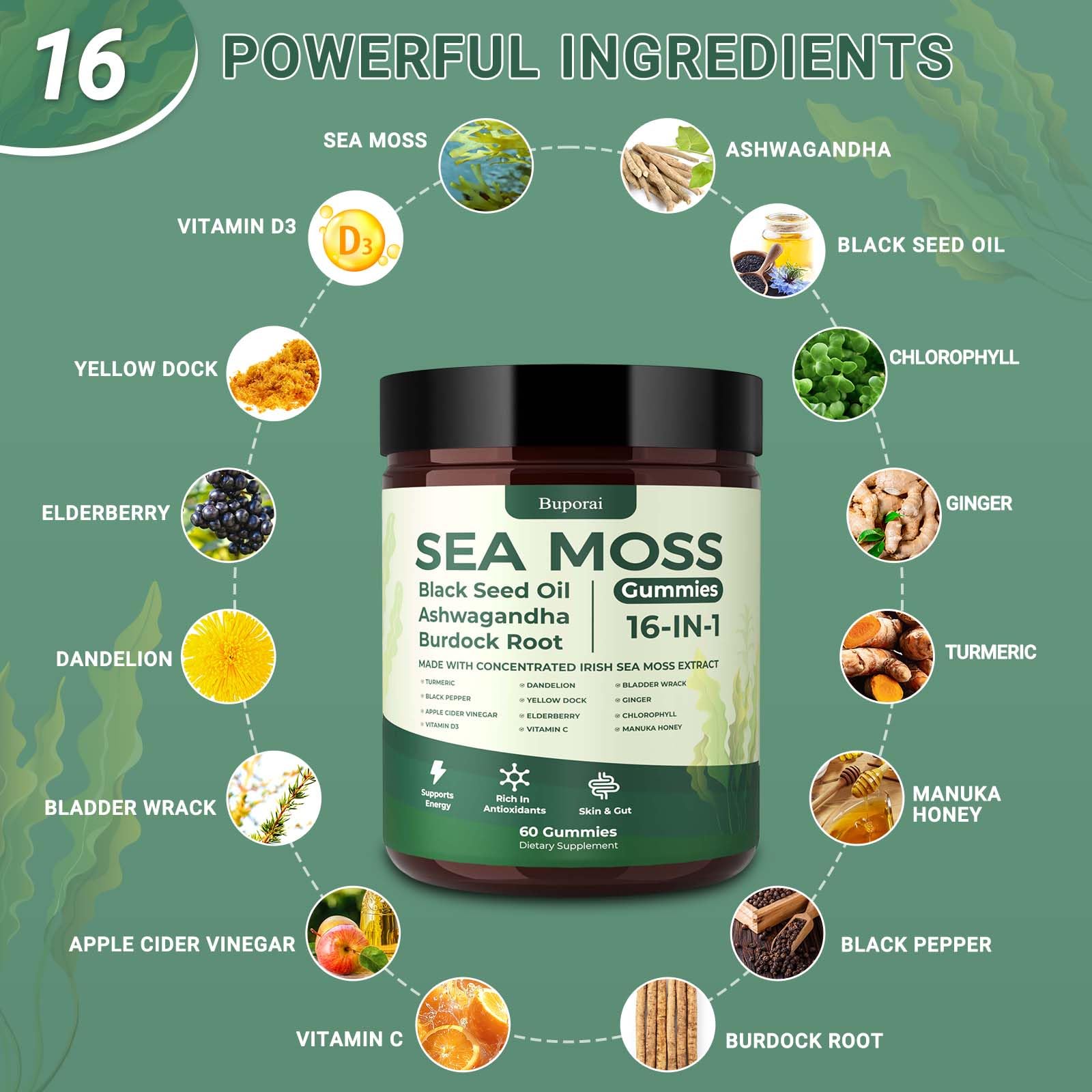 Varias gominolas Buporai dispuestas en mesa que destacan color y aspecto apetecible