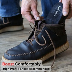 BURLINGHAM'S plantilla colocada en zapato casual aportando elevación y soporte