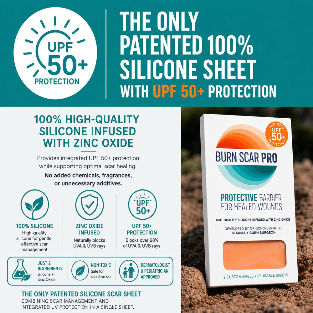 Burn Scar Pro aplicado en cicatriz abdominal, protege contra oscurecimiento
