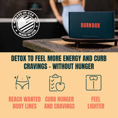 BURNBOX sobres de batido de fibra abiertos destacando textura y saciedad