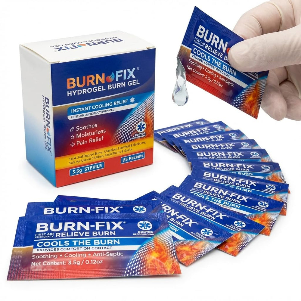 BurnFIX en botiquín de primeros auxilios, solución lista para emergencias