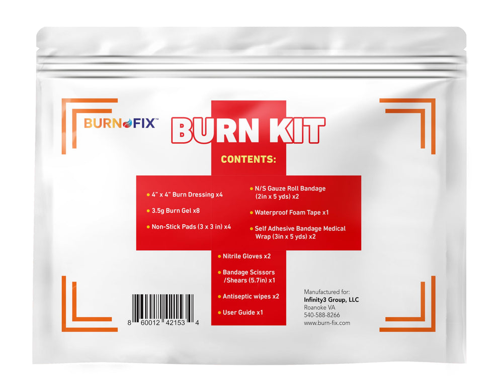 BurnFIX aplicación de apósito en la mano demostrando alivio y protección
