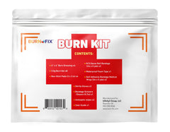BurnFIX aplicación de apósito en la mano demostrando alivio y protección