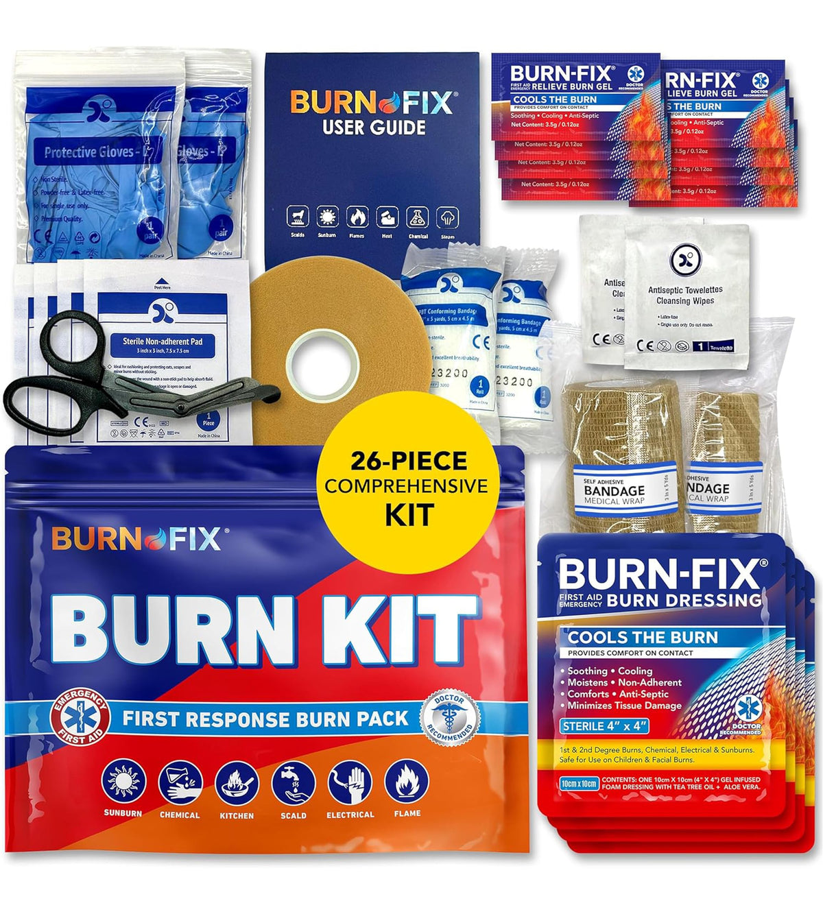 BurnFIX funda del botiquín compacto lista para emergencias y fácil almacenamiento