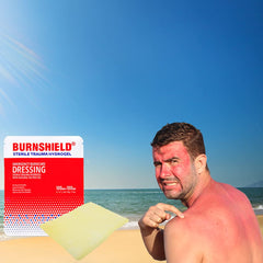 Burnshield aplicado en un dedo para alivio y protección inmediata
