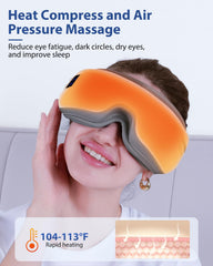 Burrki máscara con calor activado mostrando la función térmica para aliviar tensión ocular