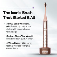 Burst cepillo en uso en baño demostrando limpieza efectiva y suave