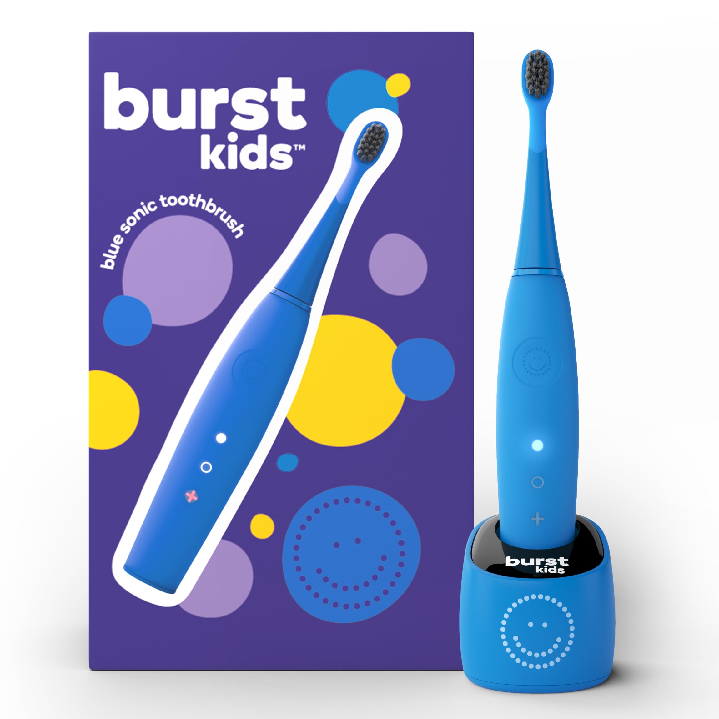 Burst cepillo infantil frontal mostrando diseño y agarre seguro