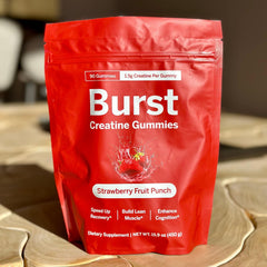 Burst Creatine etiqueta nutricional mostrando ingredientes y pruebas de terceros