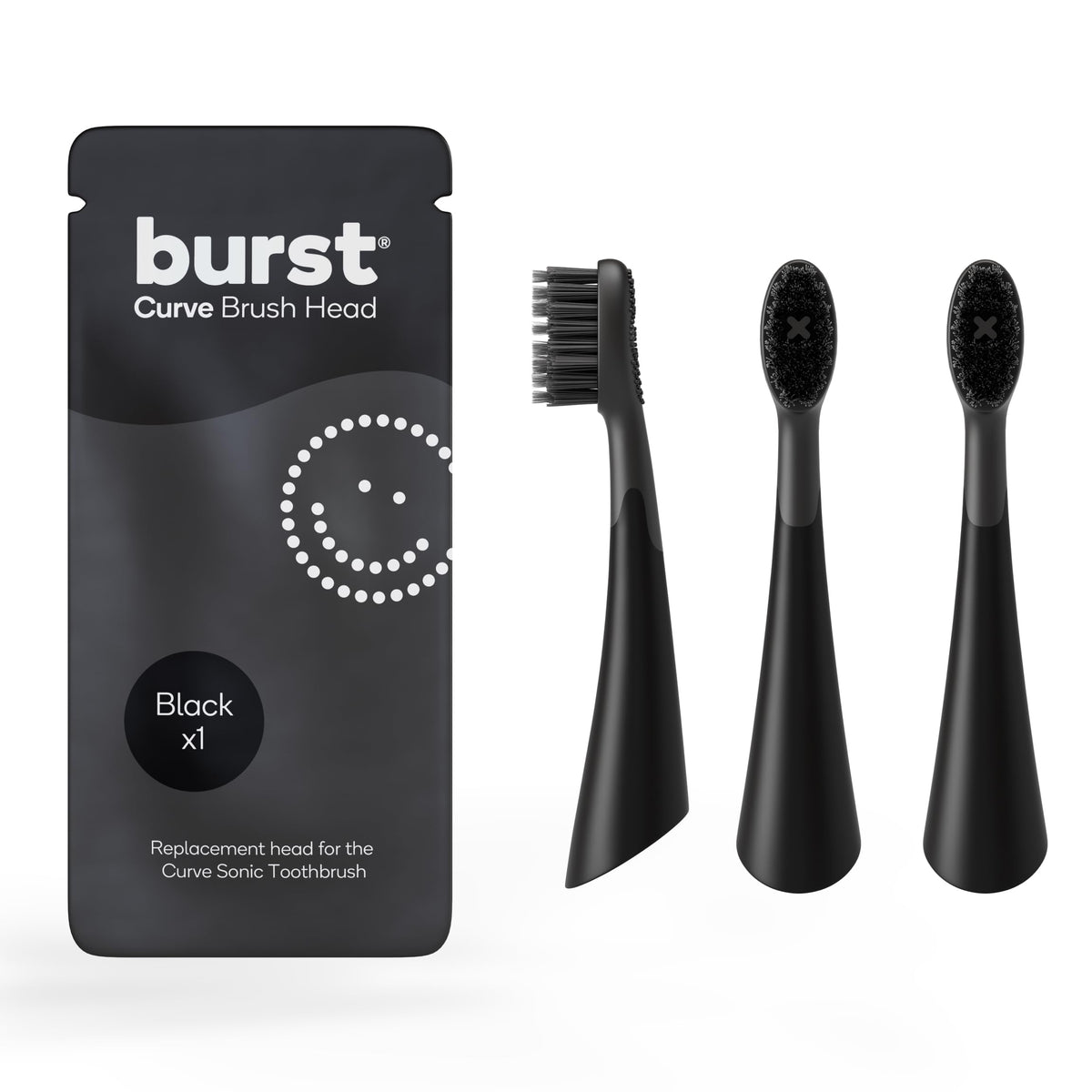 BURST cabezal frontal negro mostrando forma y limpieza eficaz
