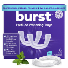 Burst embalaje frontal mostrando 6 bandejas, presenta información clara y profesionalidad