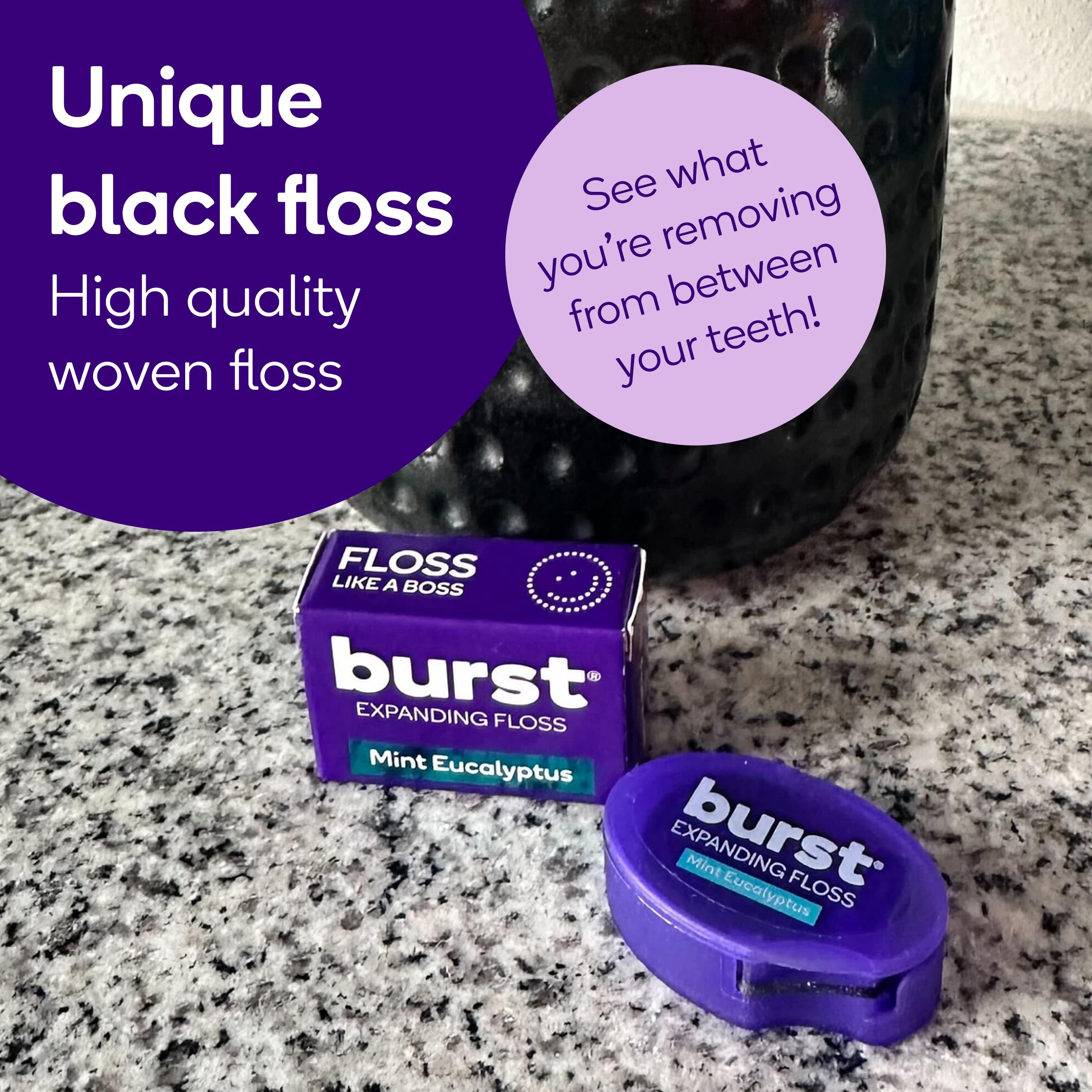 BURST hilo dental en uso manos demostrando manejo cómodo y eficaz