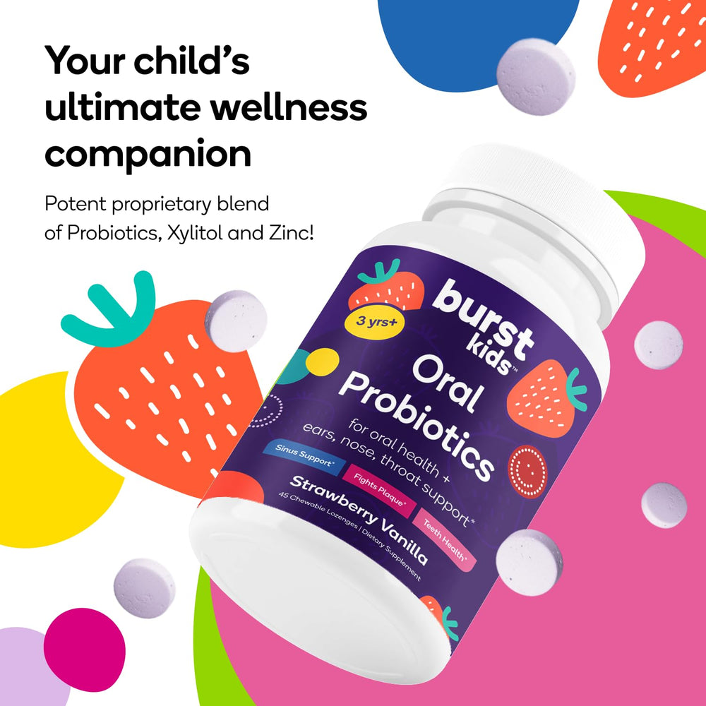 Burst primer plano de una pastilla masticable mostrando textura y atractivo infantil