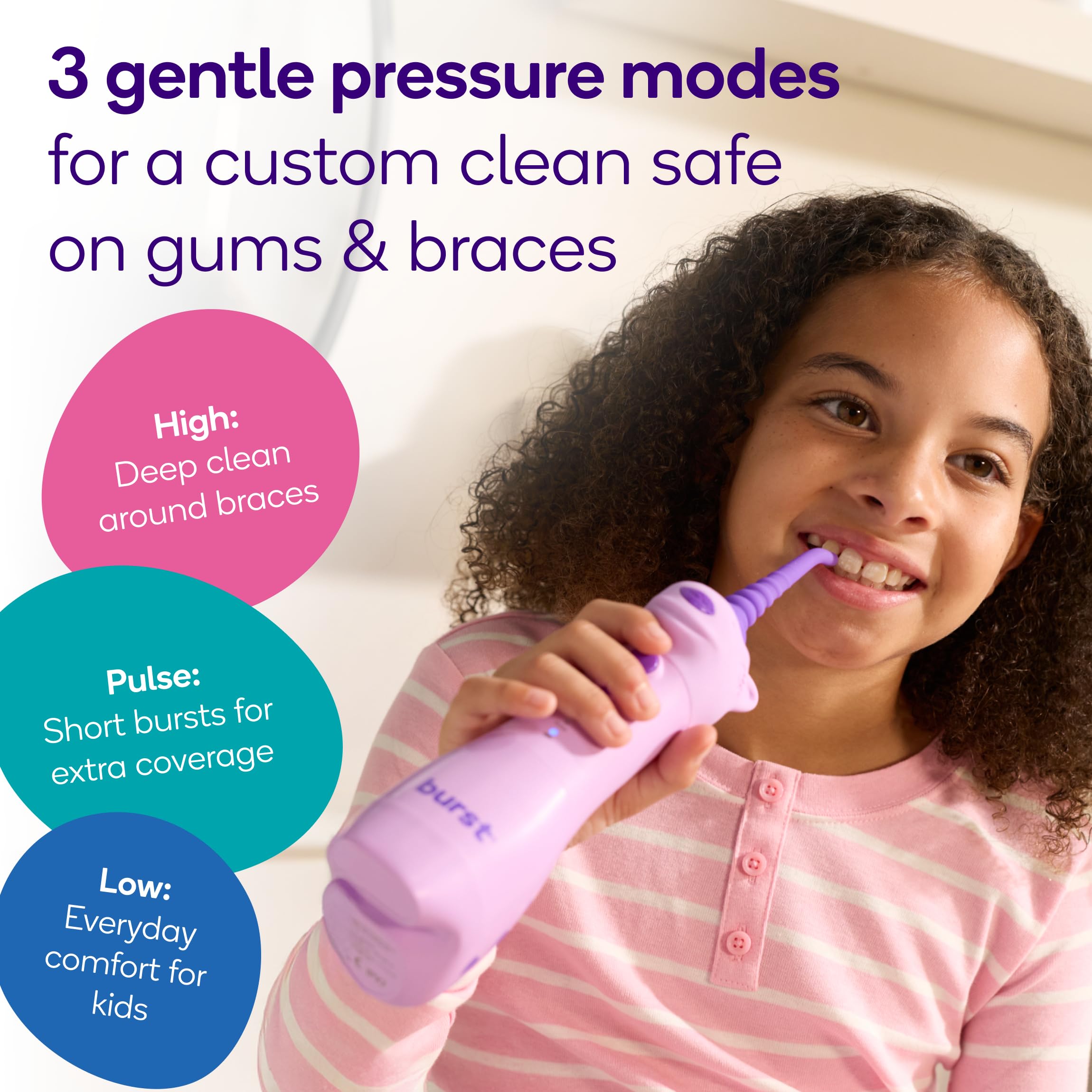 BURST junto a cepillo para comparar tamaño y ergonomía infantil