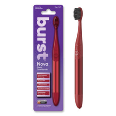Burst Nova vista frontal del cepillo rojo mostrando diseño y beneficio de limpieza potente