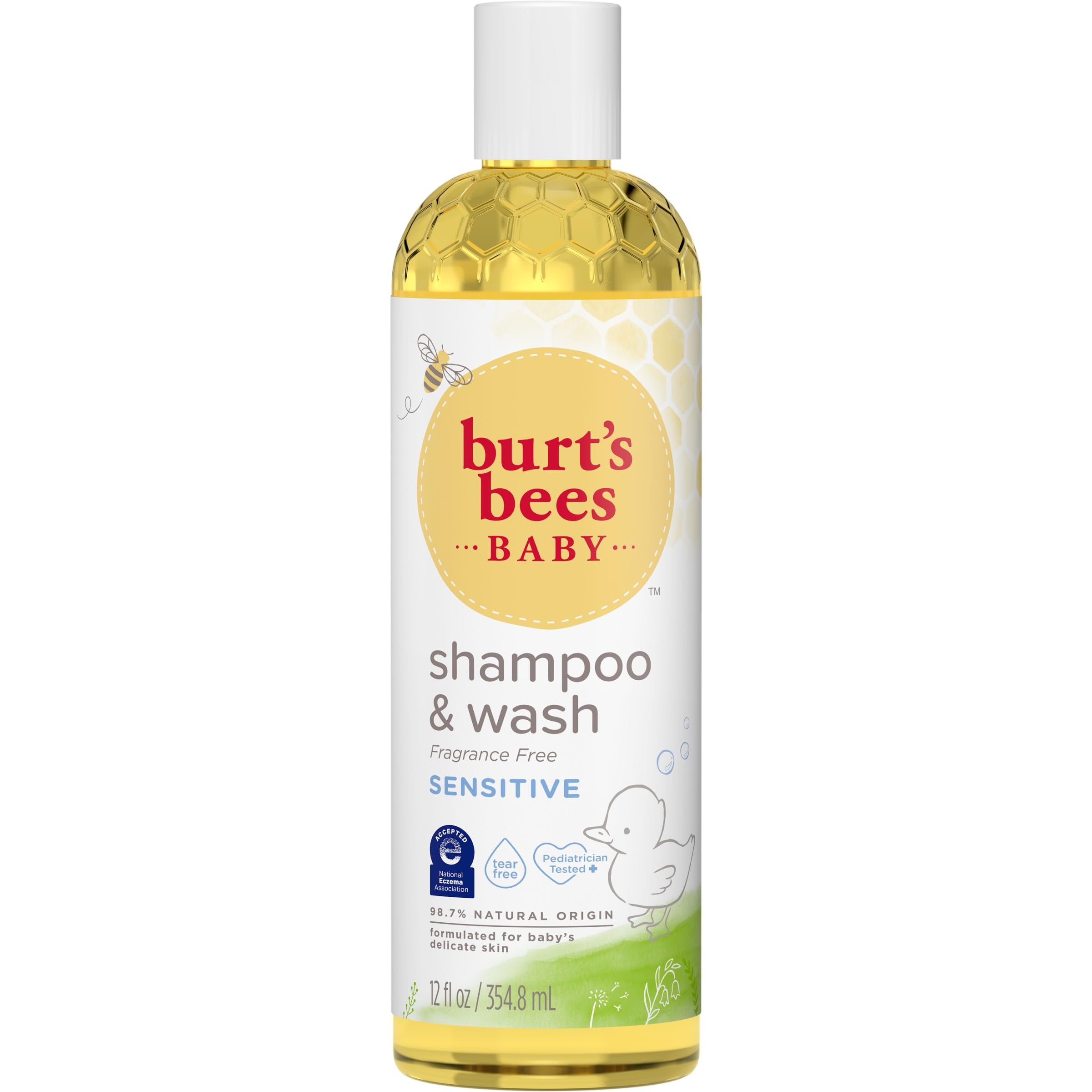 Burt's Bees ambientación con toalla y juguete, rutina de baño tranquila