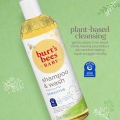 Burt's Bees envase 12 oz junto a objetos para mostrar escala práctica