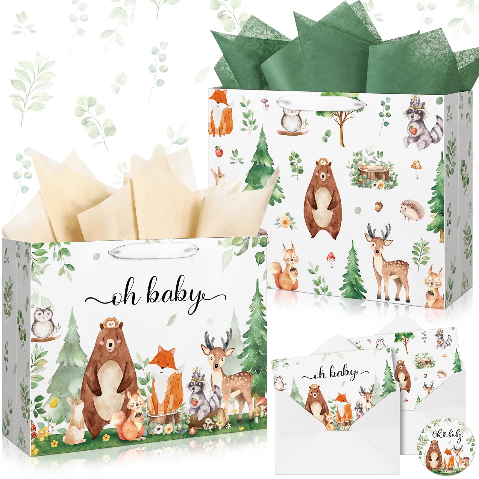 Buryeah bolsa regalo frente con diseño woodland que realza presentación