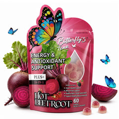 BUTTERFLY'S TEAR envase frontal mostrando 60 gomitas y beneficios