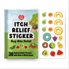 BUZZLUV empaque frontal mostrando parches hidrocoloides y beneficios