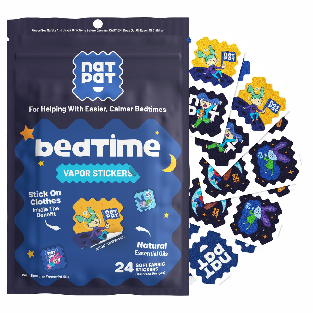 BUZZPATCH empaque frontal que muestra parches nocturnos y beneficio de relajación