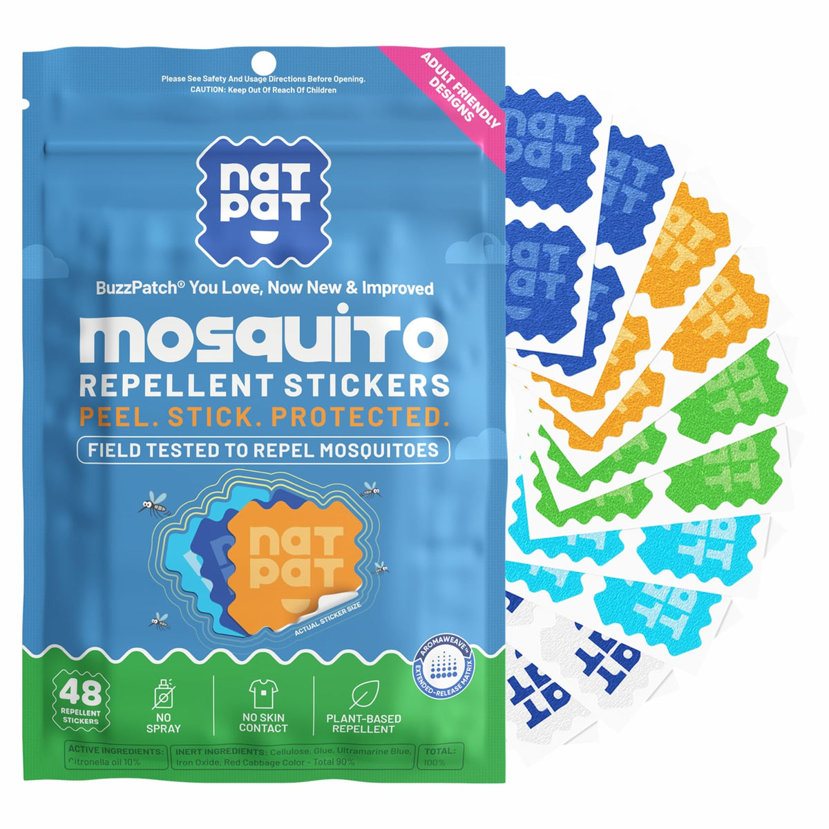 BUZZPATCH frontal del paquete mostrando formato práctico y portabilidad