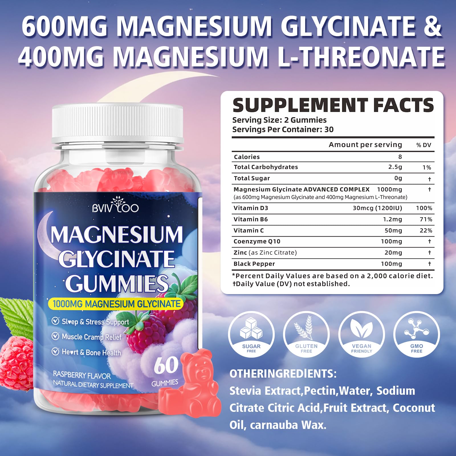 BVIVLOO frambuesa natural sin azúcar, sabor agradable para snack