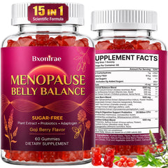Bxonirae envase frontal mostrando 60 gomitas para menopausia y comodidad