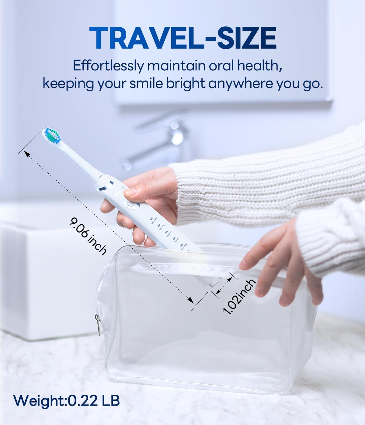 Bymore en ambiente de baño moderno mostrando diseño elegante y portátil