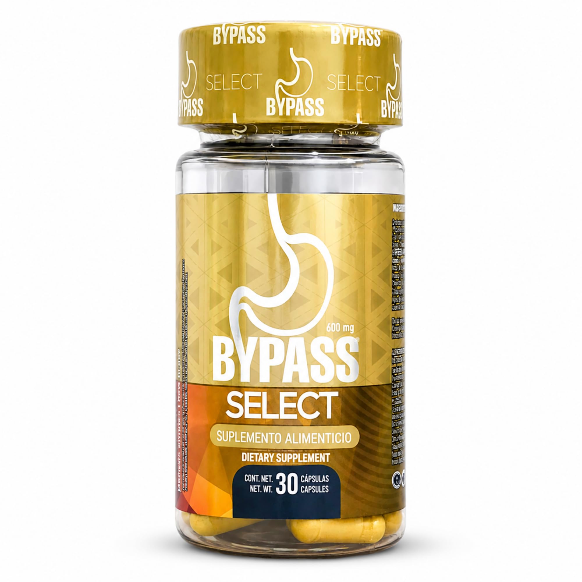 Bypass Select frasco frontal mostrando etiqueta clara y aporte de apoyo metabólico