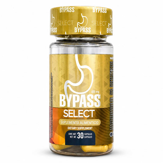 Bypass Select frasco frontal mostrando etiqueta clara y aporte de apoyo metabólico