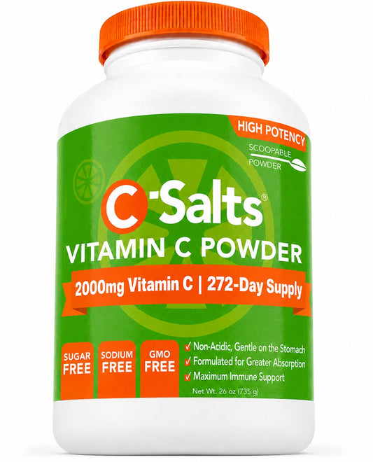 C-Salts frente del envase mostrando marca y tamaño, conveniencia diaria